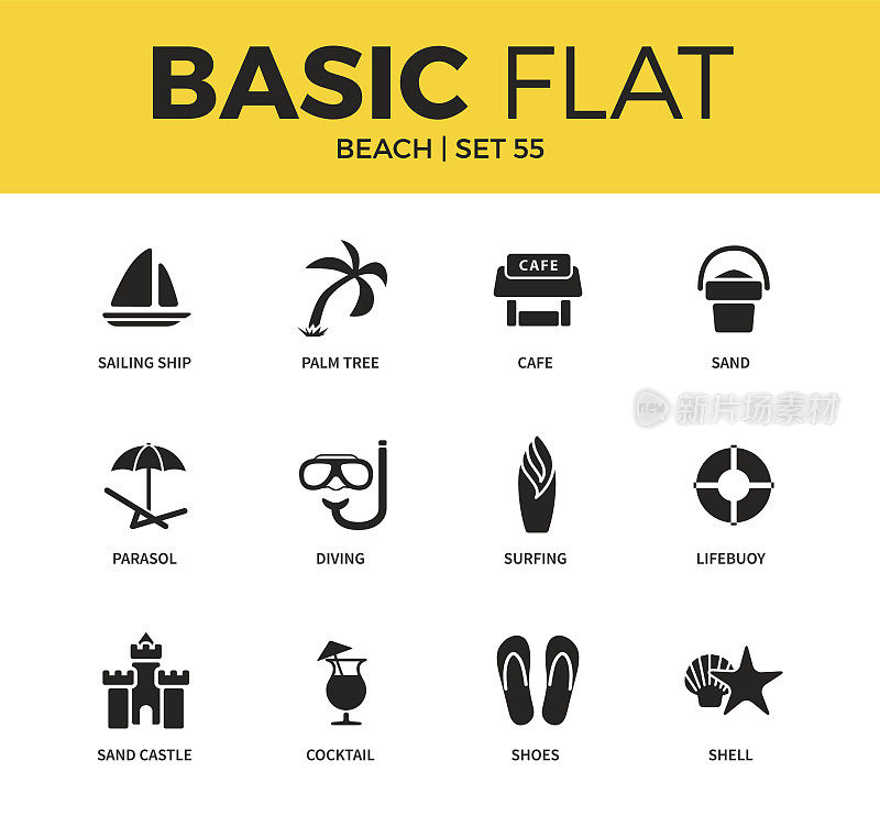 Basic set of beach icons